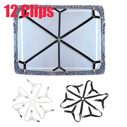 12-Piece Elastic Bed Sheet Clips – Non-Slip Sheet Fasteners for Bedding, Sofa Covers & Blankets