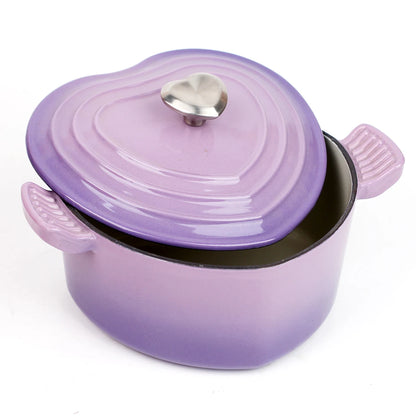 Heart-Shaped Enameled Cast Iron Dutch Oven – Soup & Stew Pot for All Stove Tops