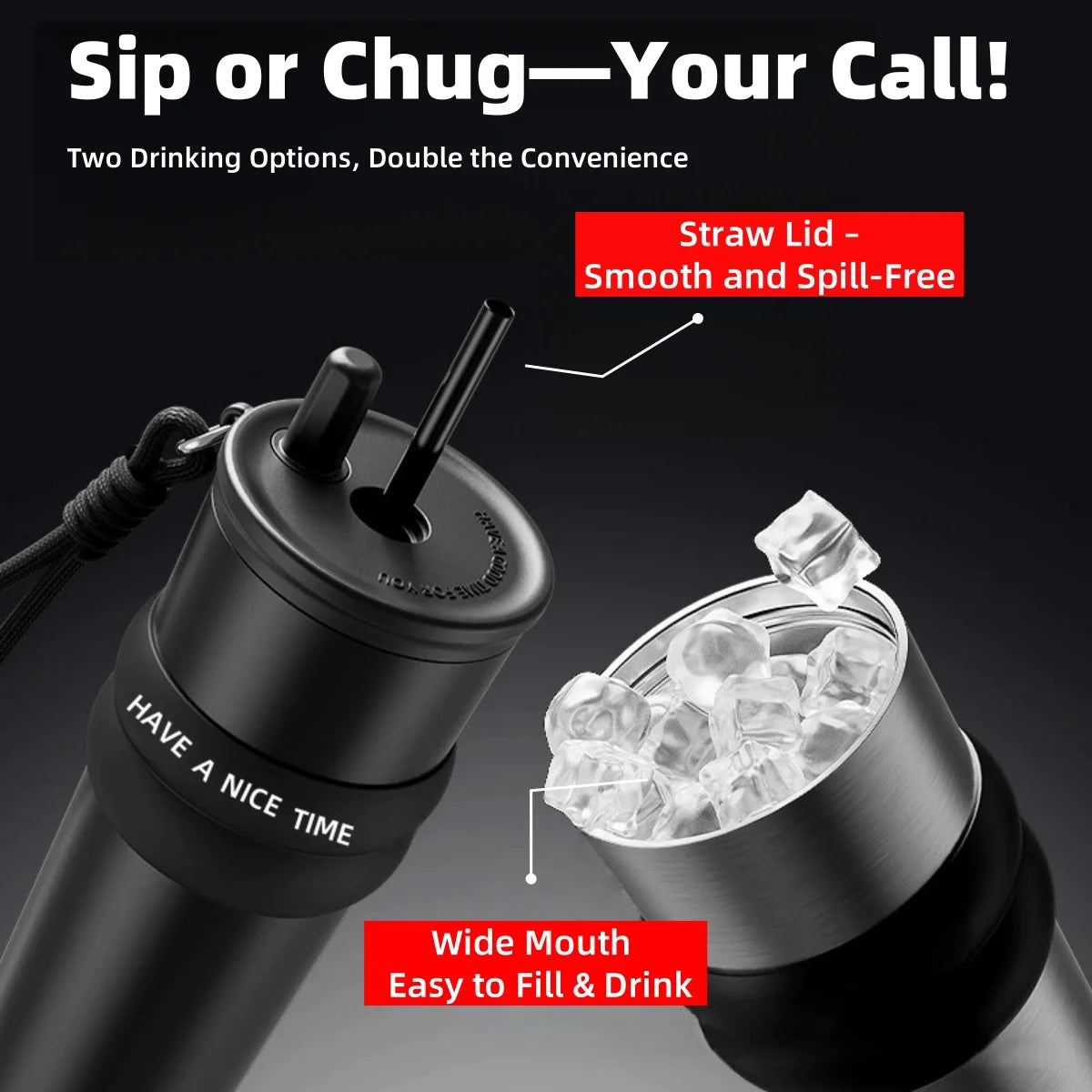Stainless Steel Vacuum Insulated Bottle with Straw – Leakproof Thermos for Travel & Sports