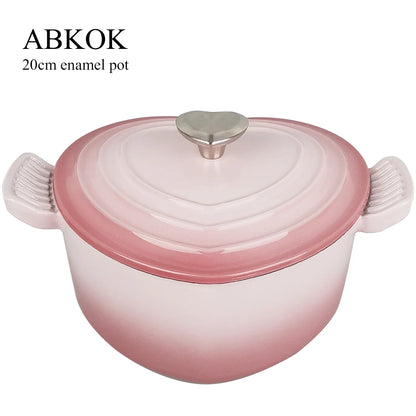 Heart-Shaped Enameled Cast Iron Dutch Oven – Soup & Stew Pot for All Stove Tops