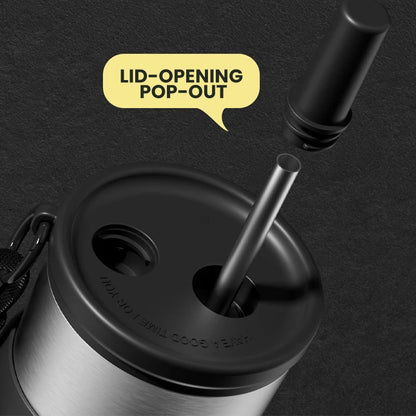 Stainless Steel Vacuum Insulated Bottle with Straw – Leakproof Thermos for Travel & Sports