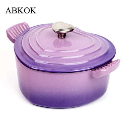 Heart-Shaped Enameled Cast Iron Dutch Oven – Soup & Stew Pot for All Stove Tops