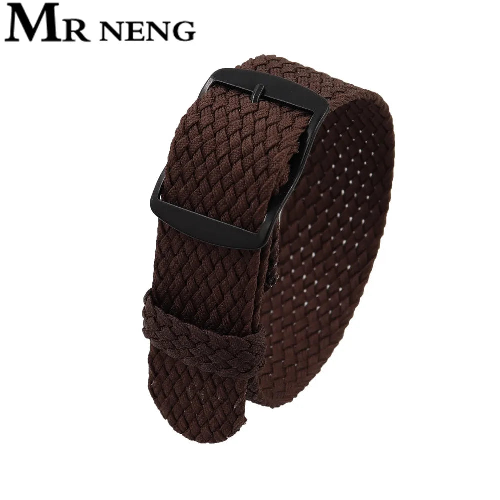 Watchband 18 20 22mm For Perlon Nylon Replacement Vintage Wrist Watch Band Belt Strap With Black&Silver Brushed Buckle Man Watch