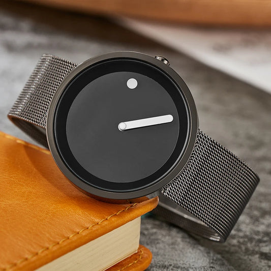 Minimalist Unisex Watch for Men Women Couple Simple Style Unique Dial Quartz Wristwatch Male Female Unique Pointer Wrist Clock