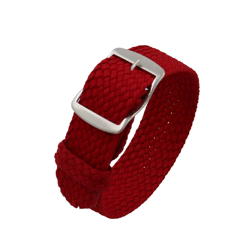 Watchband 18 20 22mm For Perlon Nylon Replacement Vintage Wrist Watch Band Belt Strap With Black&Silver Brushed Buckle Man Watch