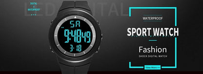 Men's Outdoor Tactical Digital Watch – Green Silicone, Waterproof, Big Dial, Sport Wristwatch