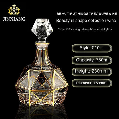 Crystal Red Wine Decanter with Gold Line – Whiskey & Liquor Dispenser Jug