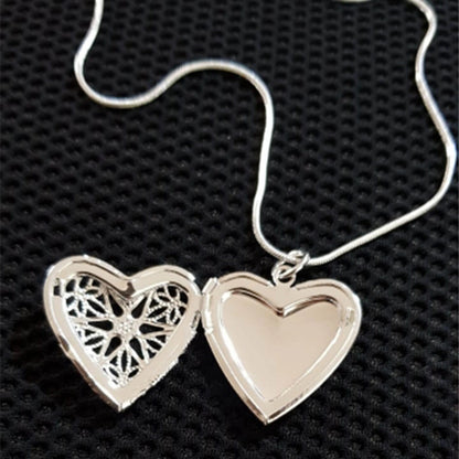 925 Sterling Silver Photo Frame Heart Pendant Necklace – Snake Chain for Women