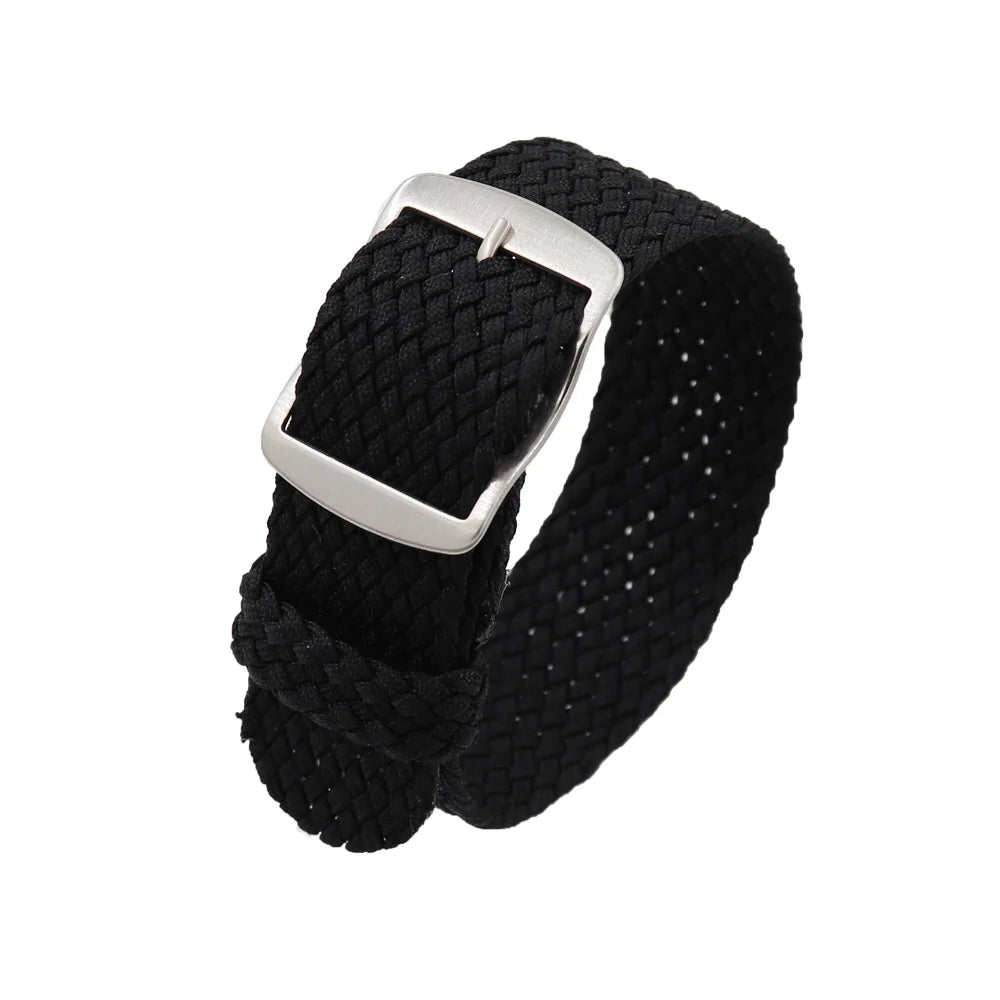 Watchband 18 20 22mm For Perlon Nylon Replacement Vintage Wrist Watch Band Belt Strap With Black&Silver Brushed Buckle Man Watch
