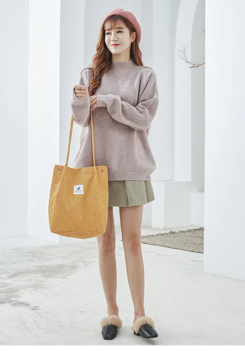 MARKROYAL Corduroy Tote Bag for Women Girls Kids Shoulder Bag with Inner Pocket For Work Travel And Shopping Dropshipping
