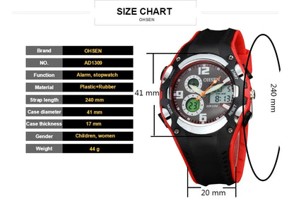 OHSEN Fashion Children Watches Digital LED Analog Watch Boys Girls Quartz Wriwatch Kids Sport Wristwatch Alarm Electronic Clocks - BeeTrendyShop.COM