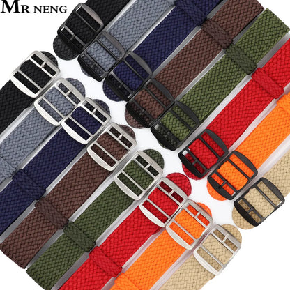 Watchband 18 20 22mm For Perlon Nylon Replacement Vintage Wrist Watch Band Belt Strap With Black&Silver Brushed Buckle Man Watch - BeeTrendyShop.COM