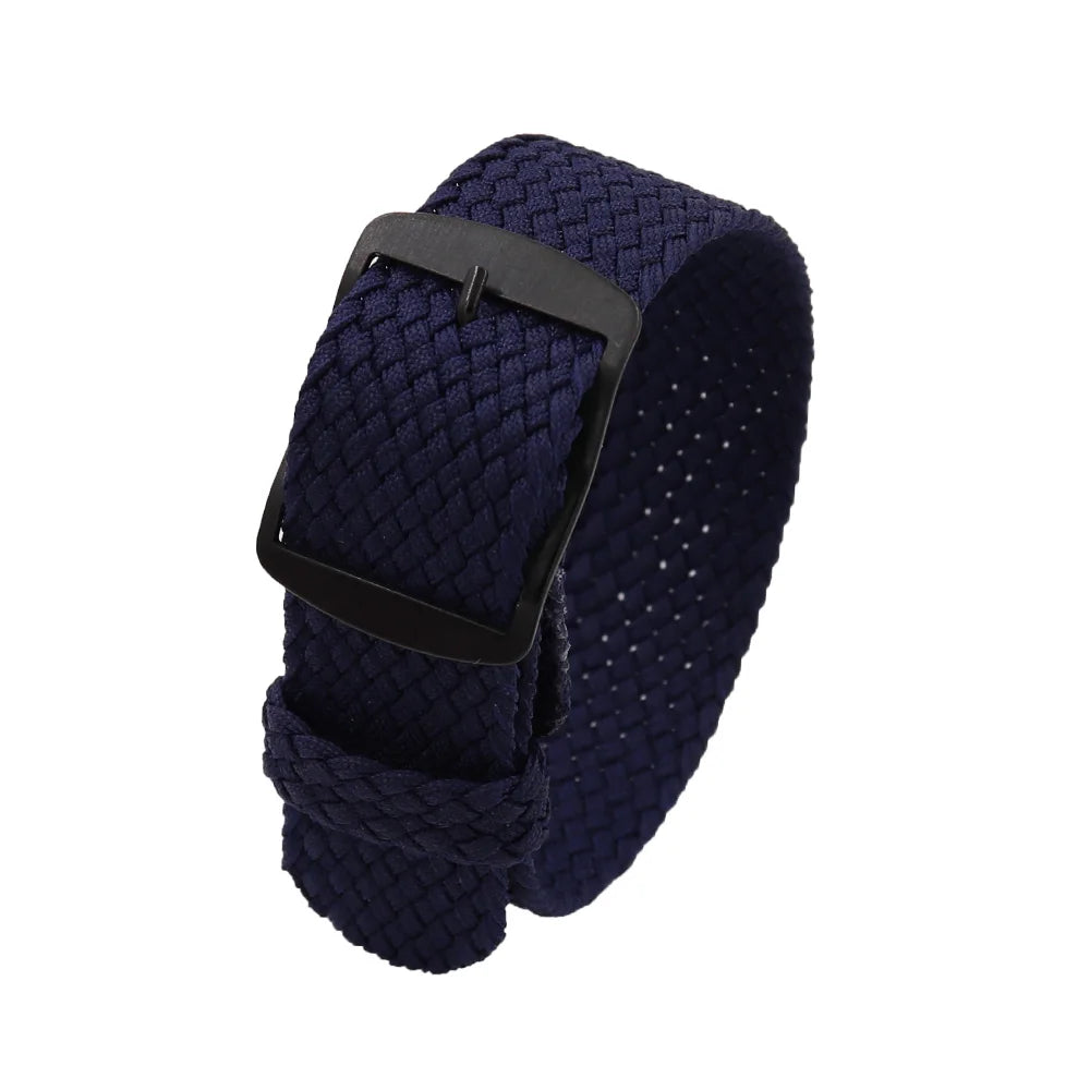 Watchband 18 20 22mm For Perlon Nylon Replacement Vintage Wrist Watch Band Belt Strap With Black&Silver Brushed Buckle Man Watch