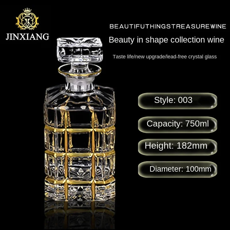 Crystal Red Wine Decanter with Gold Line – Whiskey & Liquor Dispenser Jug