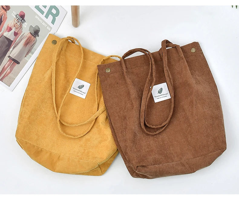 MARKROYAL Corduroy Tote Bag for Women Girls Kids Shoulder Bag with Inner Pocket For Work Travel And Shopping Dropshipping