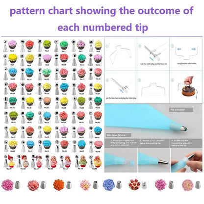 137-Piece Cake Decorating Set with Turntable – Piping Nozzles, Bags & Baking Tools