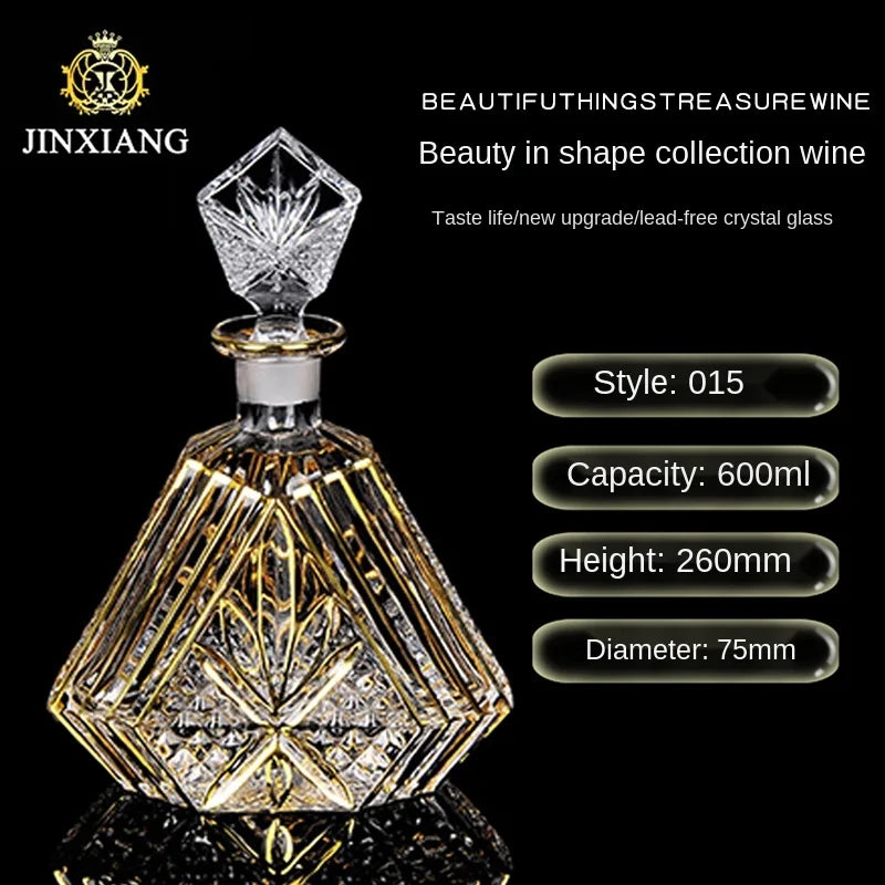 Crystal Red Wine Decanter with Gold Line – Whiskey & Liquor Dispenser Jug