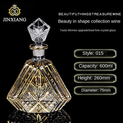 Crystal Red Wine Decanter with Gold Line – Whiskey & Liquor Dispenser Jug