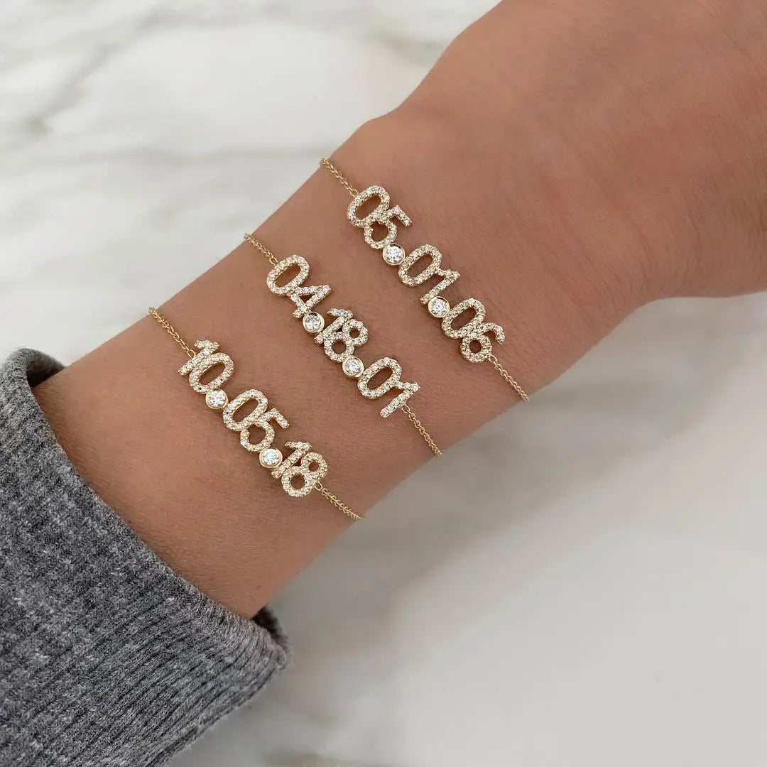 DOREMI Personalized Letter Zircon Bracelet – Adjustable Name Bracelet with Birthstone