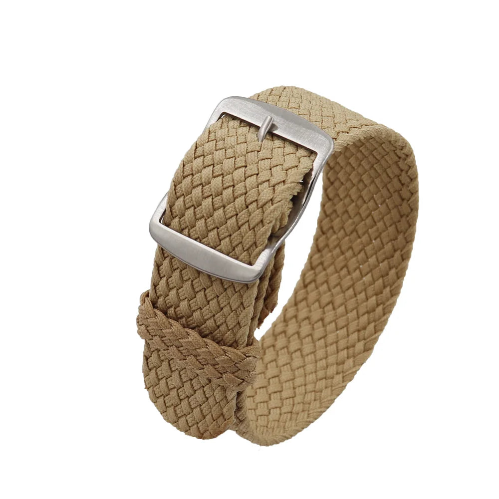 Watchband 18 20 22mm For Perlon Nylon Replacement Vintage Wrist Watch Band Belt Strap With Black&Silver Brushed Buckle Man Watch