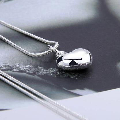 925 Sterling Silver Heart Pendant Snake Chain Necklace – Women’s Fine Jewelry