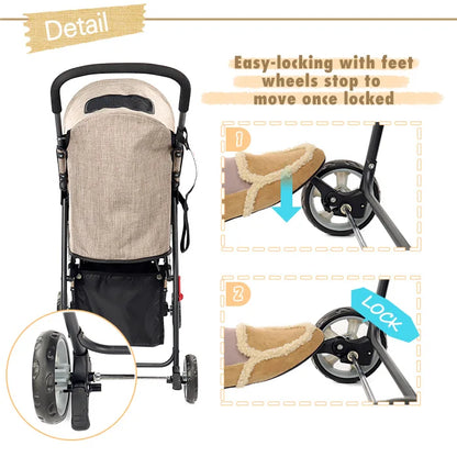 4-Wheel Pet Jogger - All-Terrain Stroller with Storage Basket - BeeTrendyShop.COM