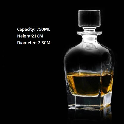 Square Crystal Whiskey Decanter – 500-850ml Glass Liquor Bottle