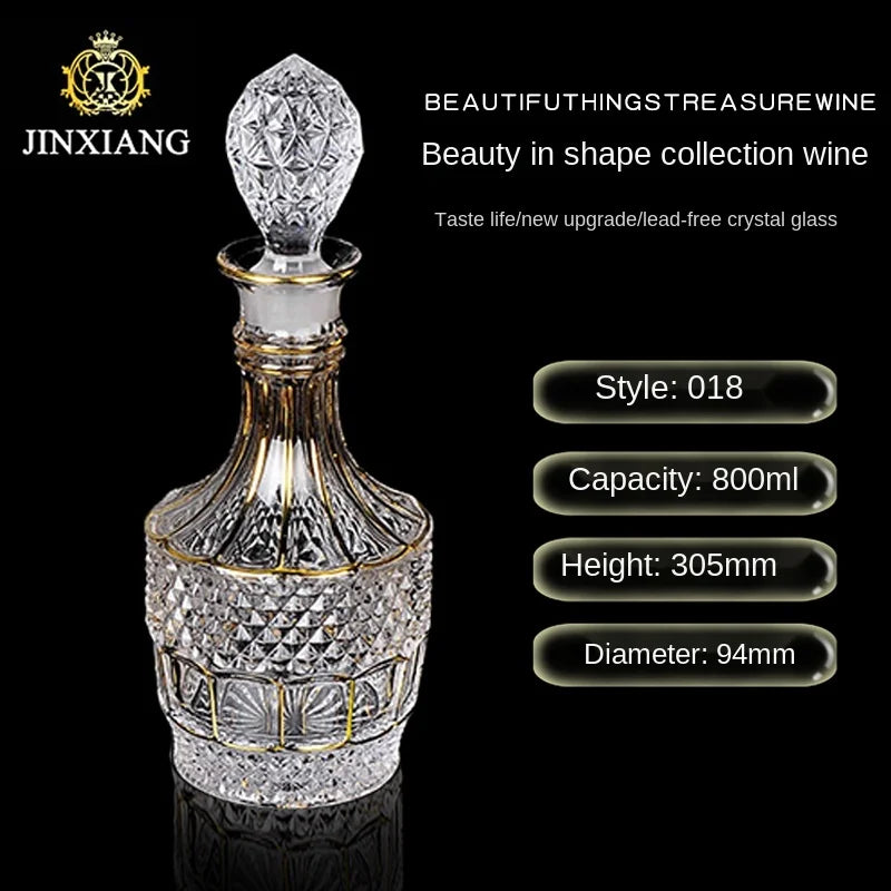 Crystal Red Wine Decanter with Gold Line – Whiskey & Liquor Dispenser Jug