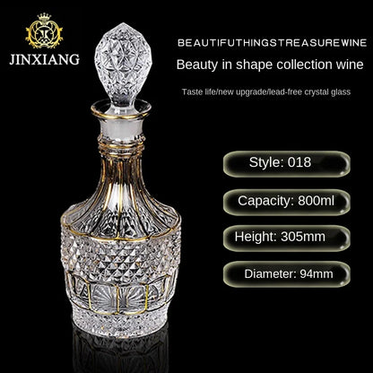 Crystal Red Wine Decanter with Gold Line – Whiskey & Liquor Dispenser Jug