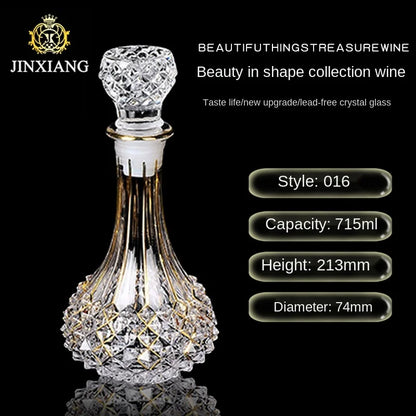 Crystal Red Wine Decanter with Gold Line – Whiskey & Liquor Dispenser Jug