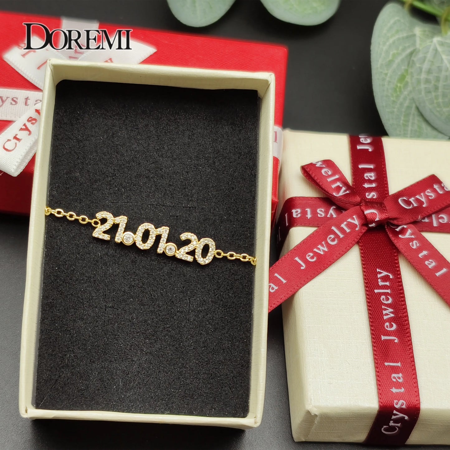 DOREMI Personalized Letter Zircon Bracelet – Adjustable Name Bracelet with Birthstone