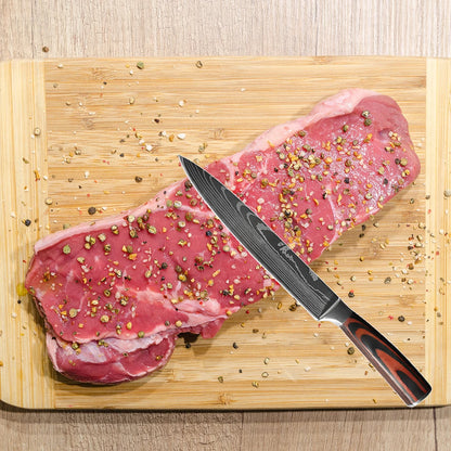 Chef Knife Set – Laser Damascus Pattern Japanese Santoku, Cleaver & Utility Knives (1-10pcs)