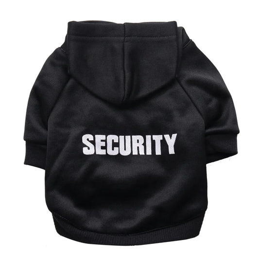 Security Service XXXL Dog Clothes Winter Hoodies with Sport Style Print Made of Fleece and Polyester for Spring Season
