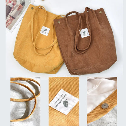MARKROYAL Corduroy Tote Bag for Women Girls Kids Shoulder Bag with Inner Pocket For Work Travel And Shopping Dropshipping - BeeTrendyShop.COM