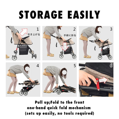 4-Wheel Pet Jogger - All-Terrain Stroller with Storage Basket - BeeTrendyShop.COM