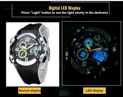 OHSEN Fashion Children Watches Digital LED Analog Watch Boys Girls Quartz Wriwatch Kids Sport Wristwatch Alarm Electronic Clocks - BeeTrendyShop.COM