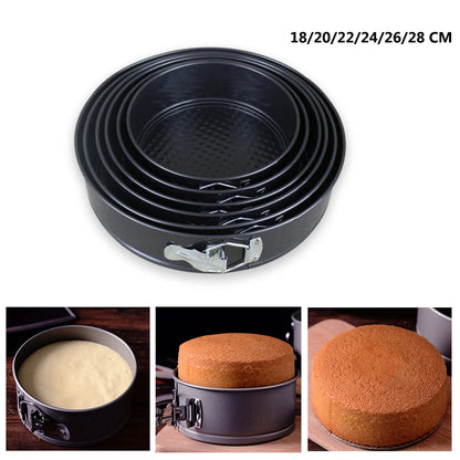 Non-Stick Springform Round Cake Pan – Carbon Steel Baking Mold 18/20/24/26/28 CM