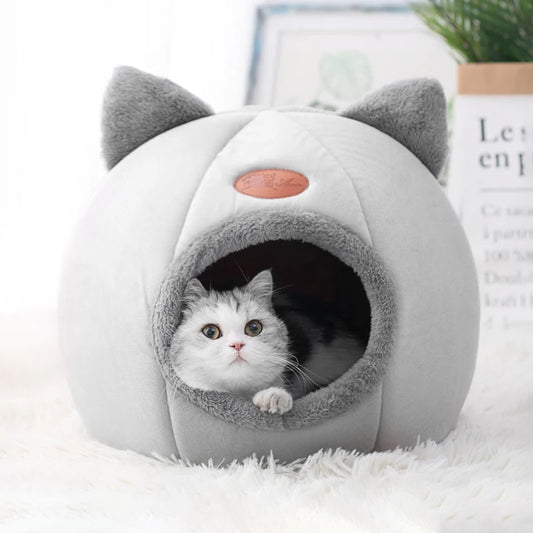 Winter Cozy Cave Bed - Deep Sleep Pet Nest for Cats and Small Dogs