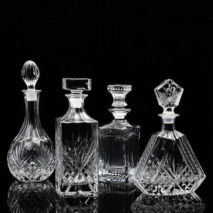 Square Crystal Whiskey Decanter – 500-850ml Glass Liquor Bottle