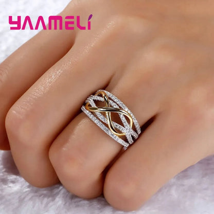 925 Sterling Silver Infinity Love Bowknot Ring – Zircon Promise Jewelry