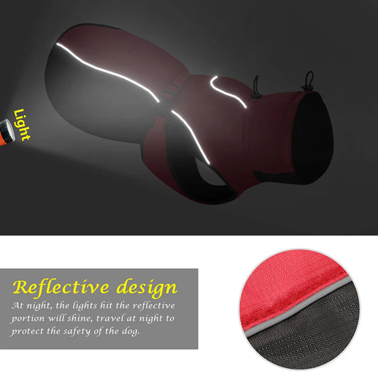 Waterproof Reflective Dog Jacket for Large Breeds (XL-6XL) - Warm Winter Raincoat