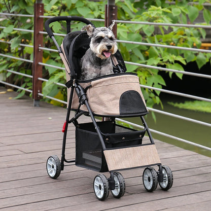 4-Wheel Pet Jogger - All-Terrain Stroller with Storage Basket - BeeTrendyShop.COM