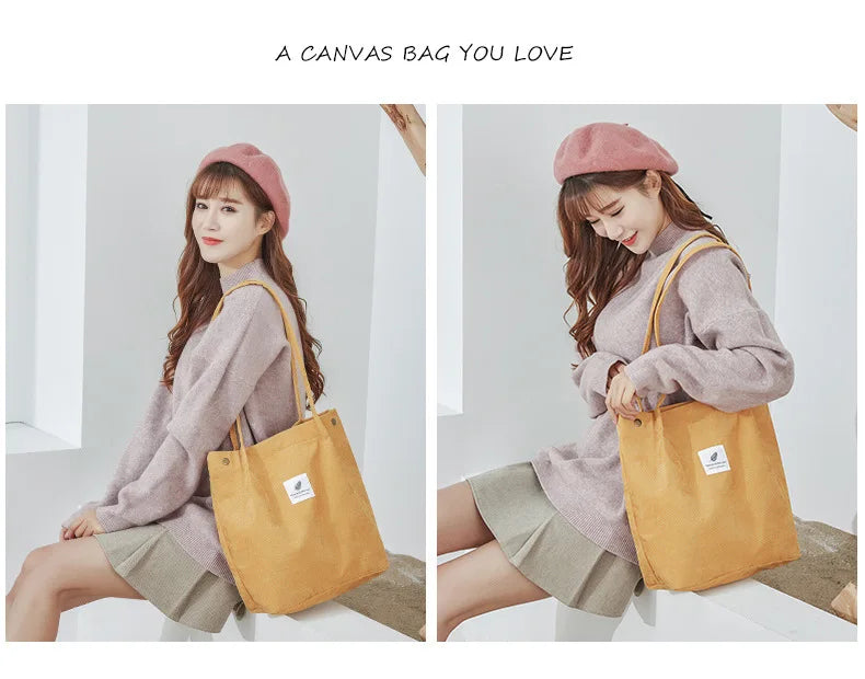 MARKROYAL Corduroy Tote Bag for Women Girls Kids Shoulder Bag with Inner Pocket For Work Travel And Shopping Dropshipping