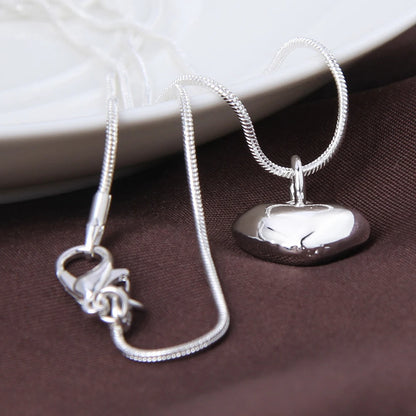 925 Sterling Silver Heart Pendant Snake Chain Necklace – Women’s Fine Jewelry
