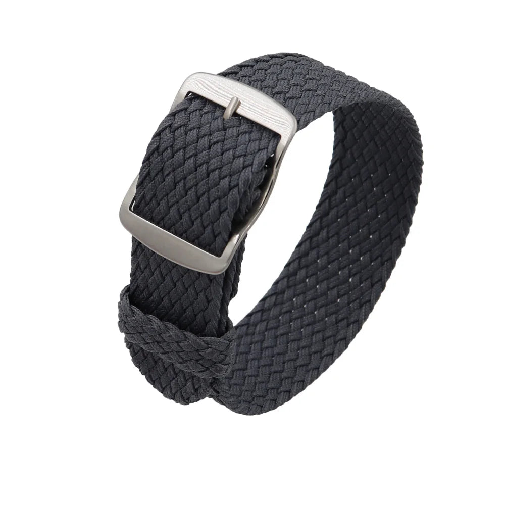 Watchband 18 20 22mm For Perlon Nylon Replacement Vintage Wrist Watch Band Belt Strap With Black&Silver Brushed Buckle Man Watch
