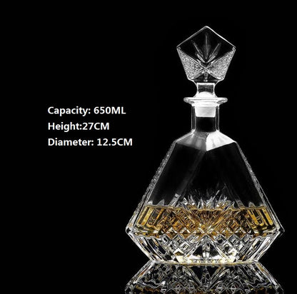 Square Crystal Whiskey Decanter – 500-850ml Glass Liquor Bottle