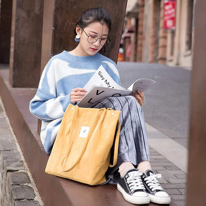 MARKROYAL Corduroy Tote Bag for Women Girls Kids Shoulder Bag with Inner Pocket For Work Travel And Shopping Dropshipping - BeeTrendyShop.COM