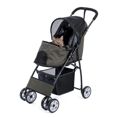 4-Wheel Pet Jogger - All-Terrain Stroller with Storage Basket - BeeTrendyShop.COM