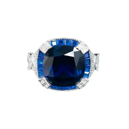 925 Sterling Silver Blue Spinel Party Ring – Lab Grown Gemstone Jewelry