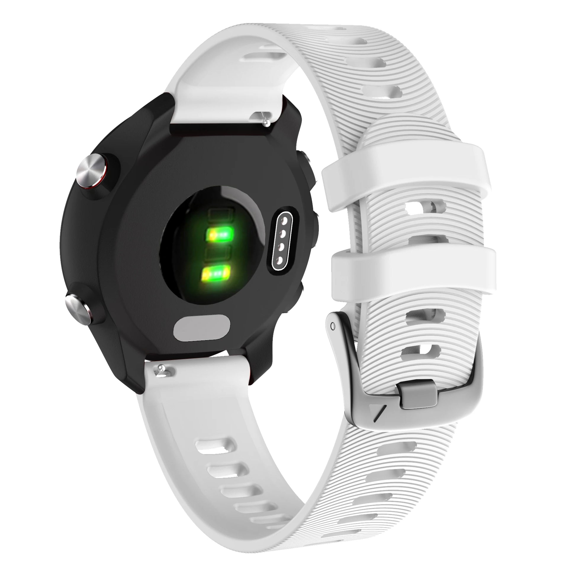 Smartwatch with a white band on a white background